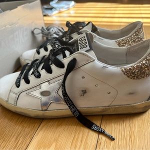 Golden Goose Superstar Sneakers with Glittery Heel Tab
